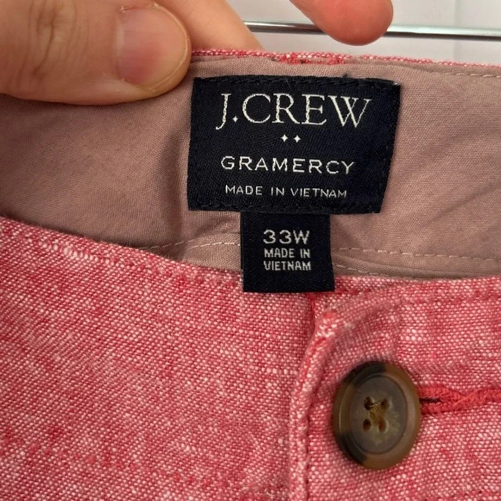 J.Crew Factory Gramercy Linen Cotton Shorts 33 Deep Sunset Coral 9